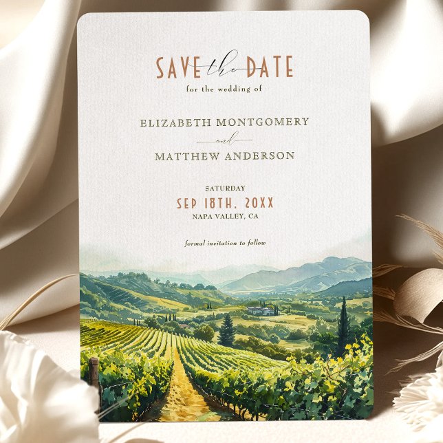 Napa Valley Vineyard Elegance Save-the-Date Invitation (Creator Uploaded)