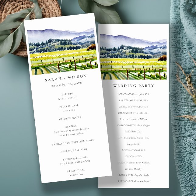 Napa Valley Vineyard Landscape Wedding Program Invitation (Creator Uploaded)