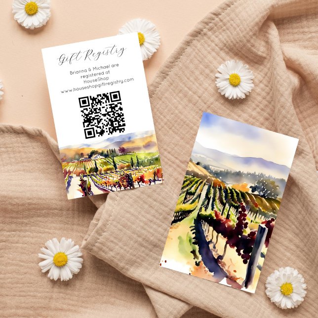 Napa Valley vineyard qr gift registry Enclosure Card (Napa Valley vineyard themed wedding bridal shower qr gift registry Enclosure Card)