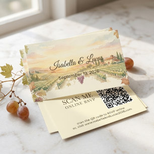 Napa Valley Vineyard Watercolor QR Code Enclosure Card
