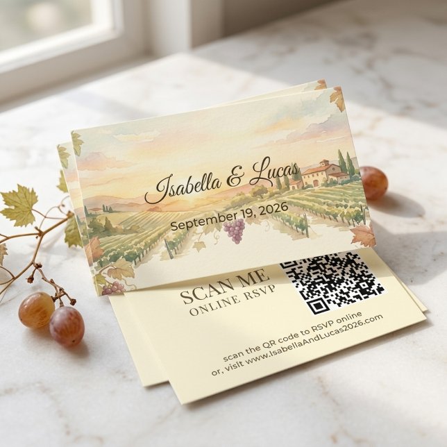 Napa Valley Vineyard Watercolor QR Code  Enclosure Card (Creator Uploaded)