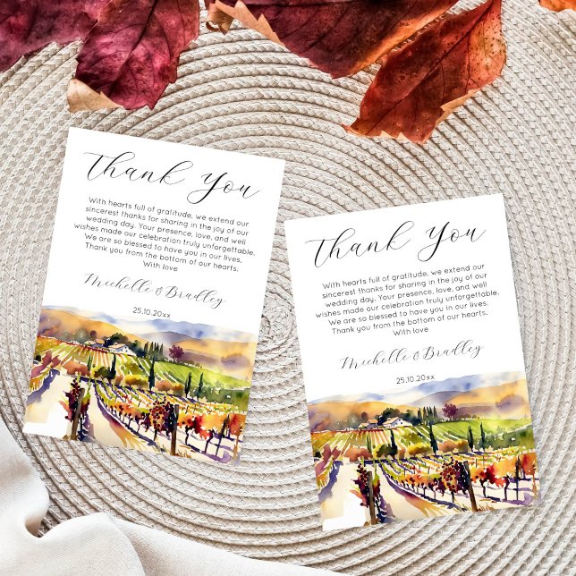 Napa Valley vineyard watercolor  Thank You Card (Vineyard Napa valley watercolor thank you cards for wedding bridal shower)
