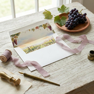 Napa Valley Vineyard Watercolor Wedding Envelope