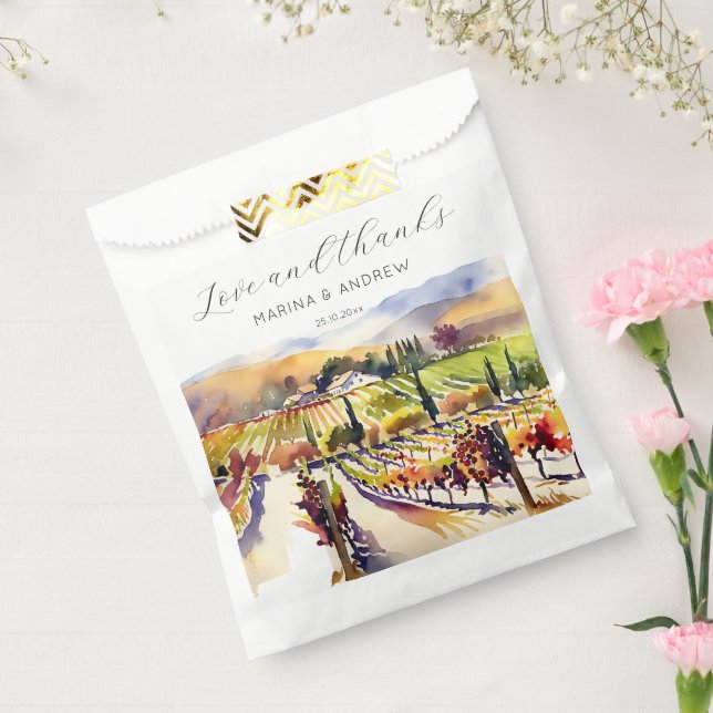 Napa Valley vineyard watercolor wedding tahnk you Favour Bags (Sealed)