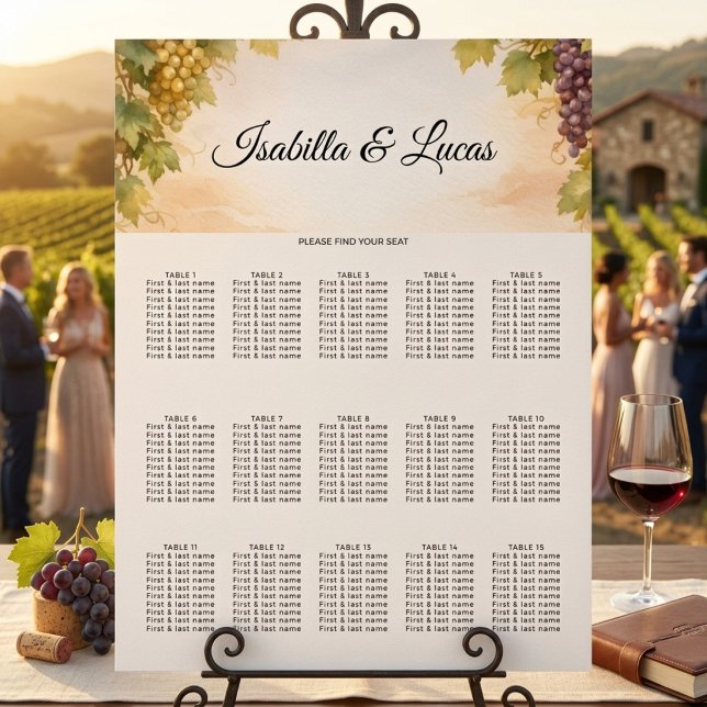 Napa Valley Vineyard Wedding Seating Chart (Creator Uploaded)