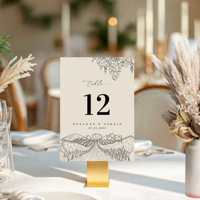 Napa Valley Vineyard Winery Wedding Table Number (Creator Uploaded)