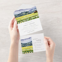 Napa Valley Watercolor Vineyard Landscape Wedding