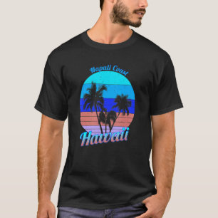 Napali Coast Hawaii Retro Tropical Palm Trees Vaca T-Shirt