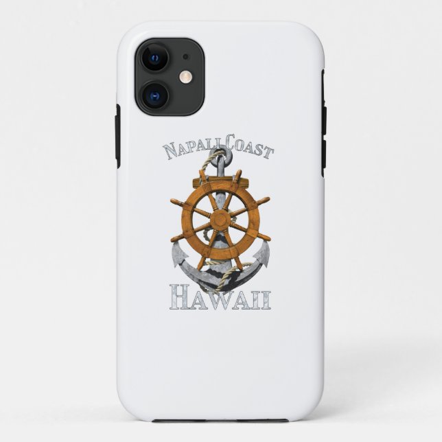 Napali Coast Hawaii Vacation Nautical Anchor Helm Case-Mate iPhone Case (Back)