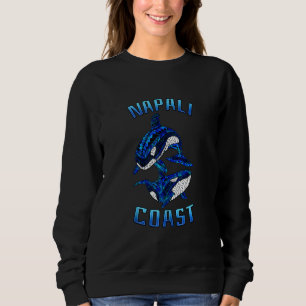 Napali Coast Hawaii Vacation Tribal Whale Orca Tan Sweatshirt