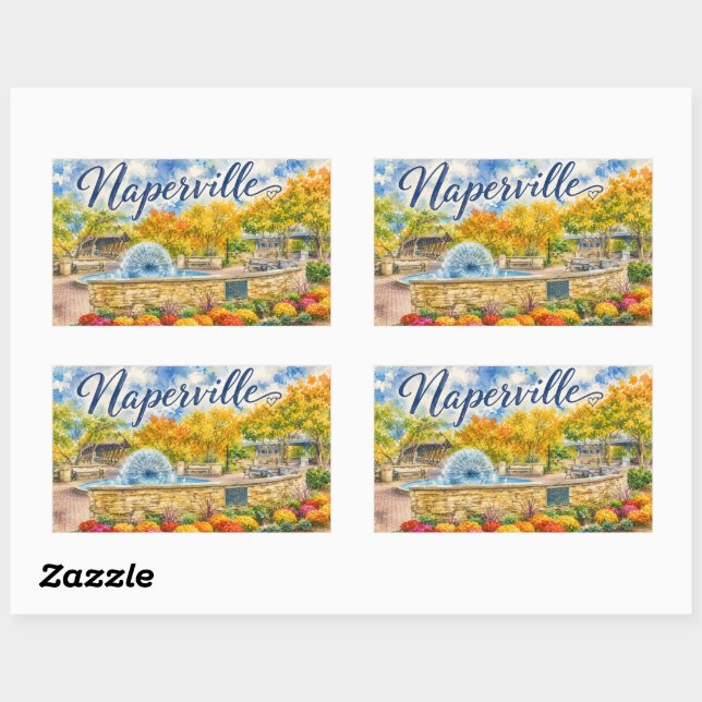Naperville Illinois Dandelion Fountain Riverwalk Rectangular Sticker (Sheet)