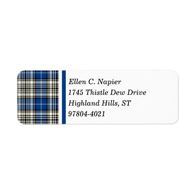 Napier Clan Blue, Black and White Scottish Tartan (Front)