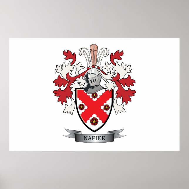Napier Family Crest Coat of Arms Poster (Front)