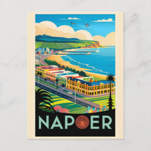 Napier New Zealand Retro Travel Poster Art Holiday Postcard
