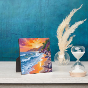 Napili Bay Sunset Maui Hawaii Painting Art Plaque