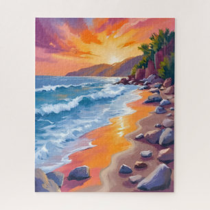 Napili Bay Sunset Maui Hawaii Painting Jigsaw Puzzle