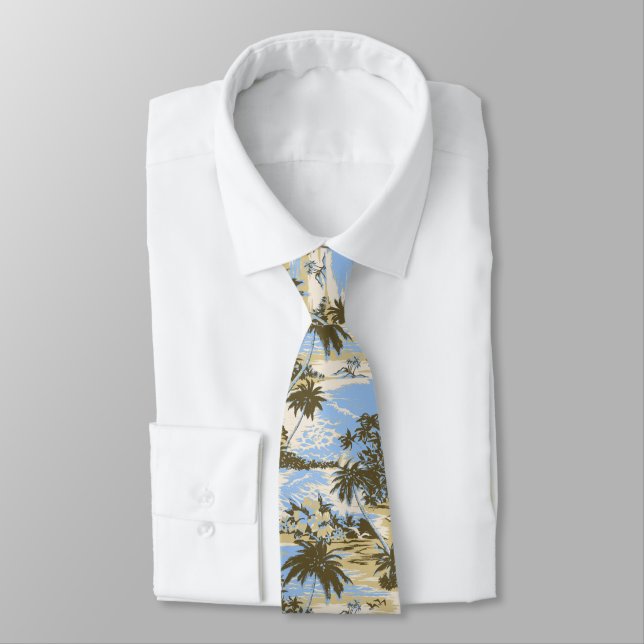 Napili Bay Tropical Hawaiian Two-sided Printed Tie (Tied)