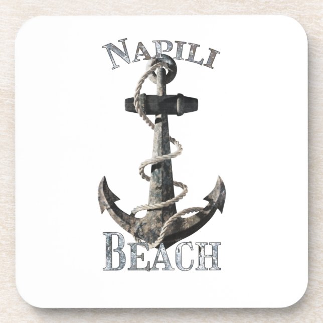 Napili Beach Hawaii Vacation Nautical Anchor Coaster (Front)