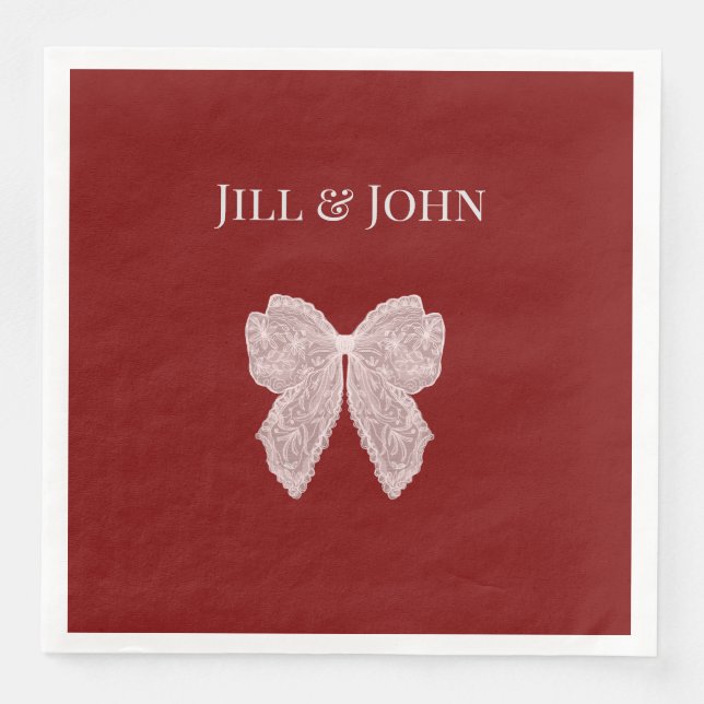 Napkin Heart Wedding Dinner Personalised Names (Front)