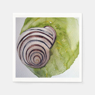 Napkin paper leaf and snail in watercolor