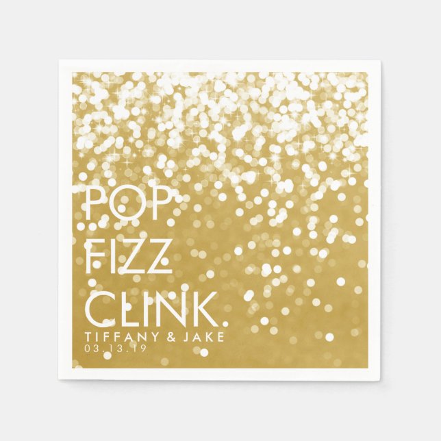 Napkin - Sparkling Pop Fizz Clink Gold (Front)