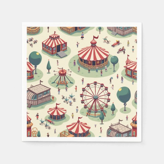  Napkin with amusement park pattern (Front)