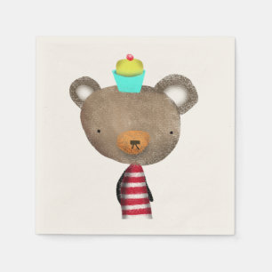 Napkins Bear and cupcake
