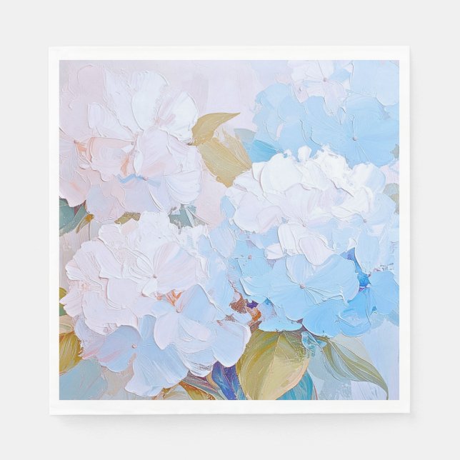Napkins Blue Hydrangeas, Garden Flowers, Party (Front)