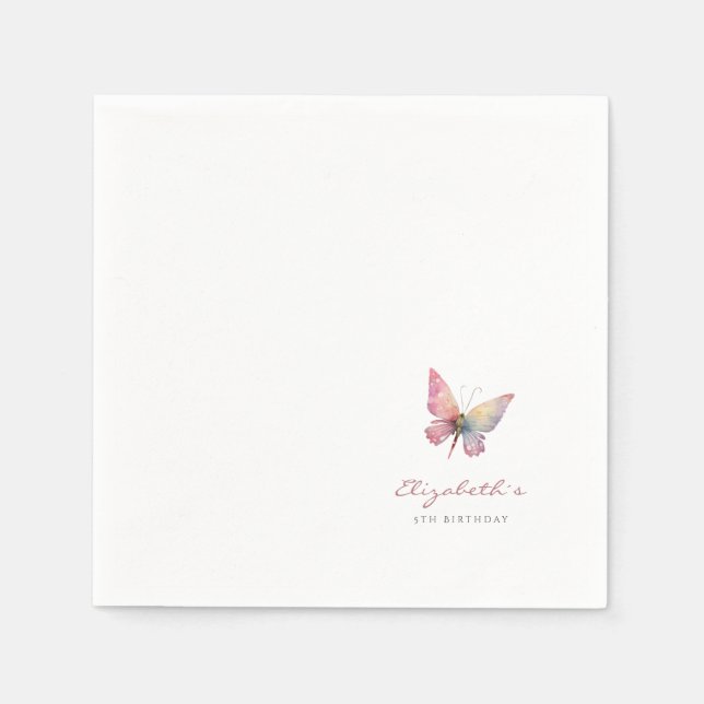 Napkins for Girls' Butterfly-themed Birthday Party (Front)