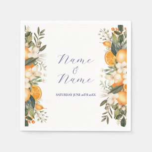 Napkins Wedding Names Oranges Floral Citrus