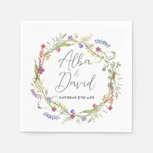 Napkins Wedding Names Wildflower Floral  (Front)