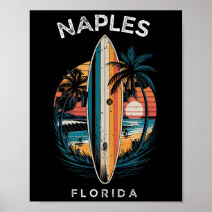 Naples Beach Florida Men Women Surfing Poster
