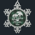 Naples Beach Florida Palm Green Plaid Snowflake Pewter Christmas Ornament<br><div class="desc">Naples Beach Florida Palm Tree Green Plaid Christmas Ornament</div>