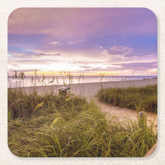 Naples Beach Florida Square Paper Coaster (Front)
