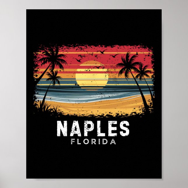 Naples Beach Florida Surfboard Beach  Poster (Front)