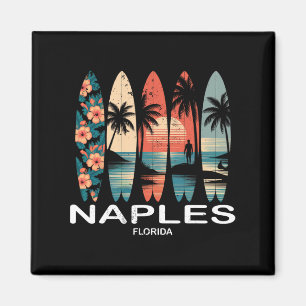 Naples Beach Florida Surfboard Surfing Retro _1 Magnet