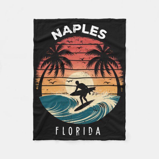 Naples Beach Florida Surfboard Waves Beach  Fleece Blanket (Front)