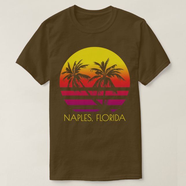 Naples Beach Florida Tropical Palm Trees Sunset Va T-Shirt (Design Front)