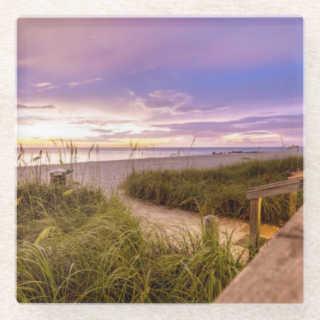 Naples Beach Shore and Calm Ocean | Florida Glass Coaster (Front)