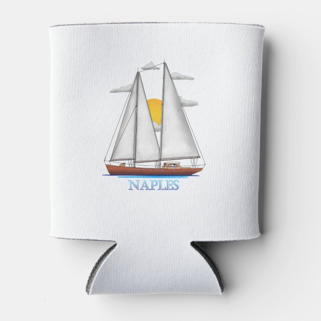 Naples Coastal Nautical Sailing Sailor Can Cooler (Front)