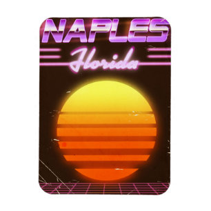 Naples Florida 1980s travel poster Magnet