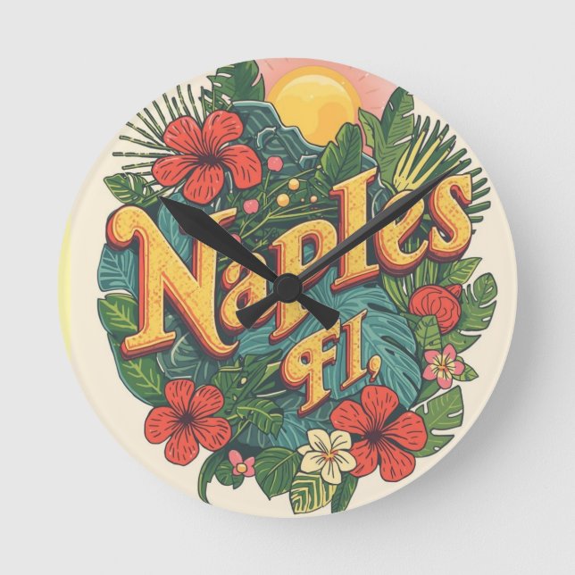 Naples florida dreaming  round clock (Front)