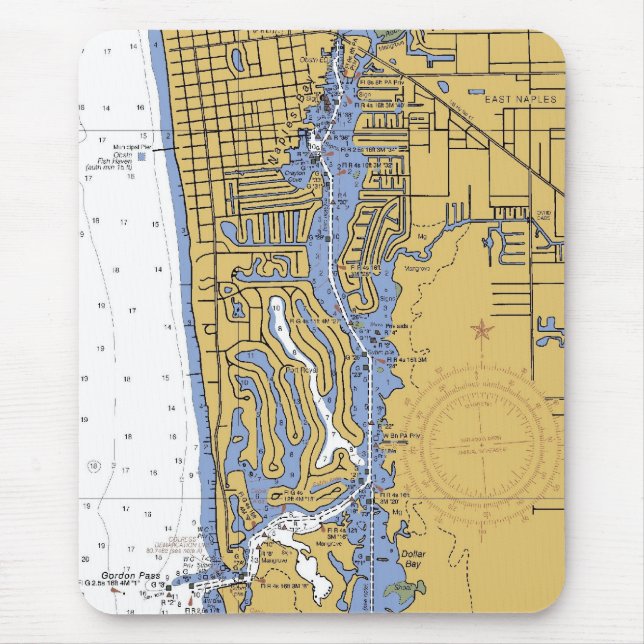 Naples, Florida Nautical Harbour Chart Mousepad (Front)