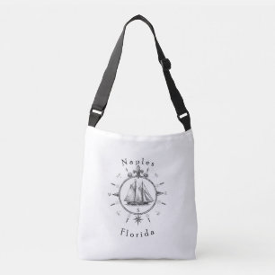 Naples Florida Nautical Sailing Compass Sailboat Crossbody Bag