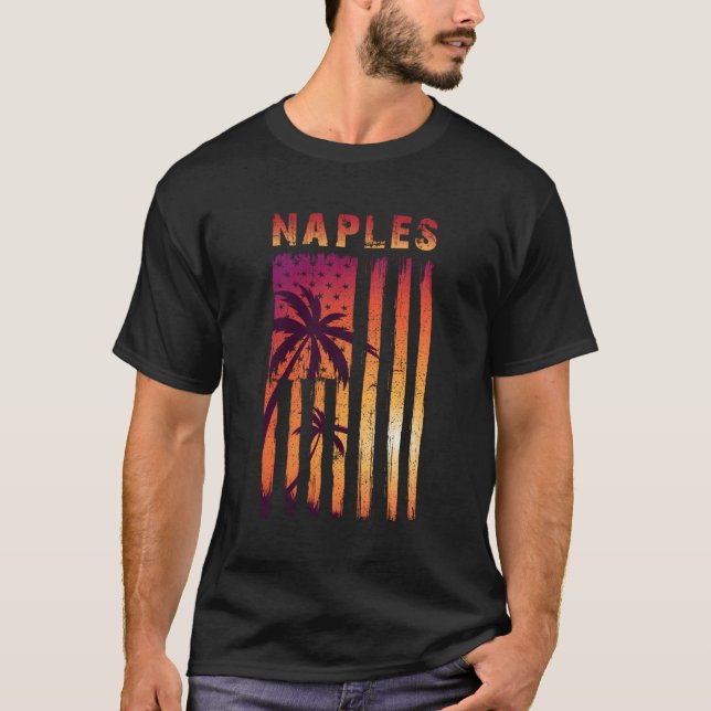 Naples Florida Patriotic Flag T-Shirt (Front)
