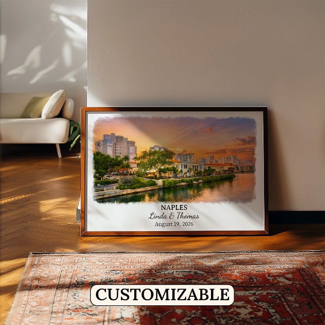 Naples Florida Poster, Watercolor, Custom Poster (Creator Uploaded)