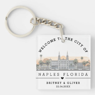 Naples Florida Skyline – Custom Wedding favour Key Ring