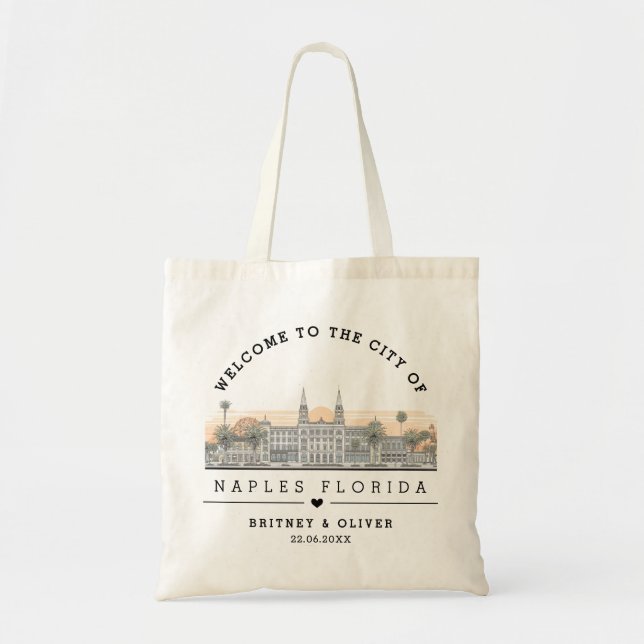  Naples Florida Skyline – Custom Wedding favour Tote Bag (Front)