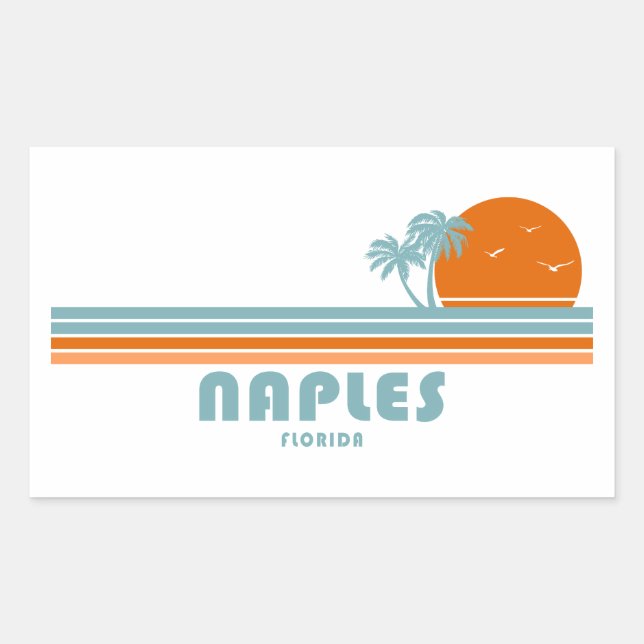 Naples Florida Sun Palm Trees Rectangular Sticker (Front)