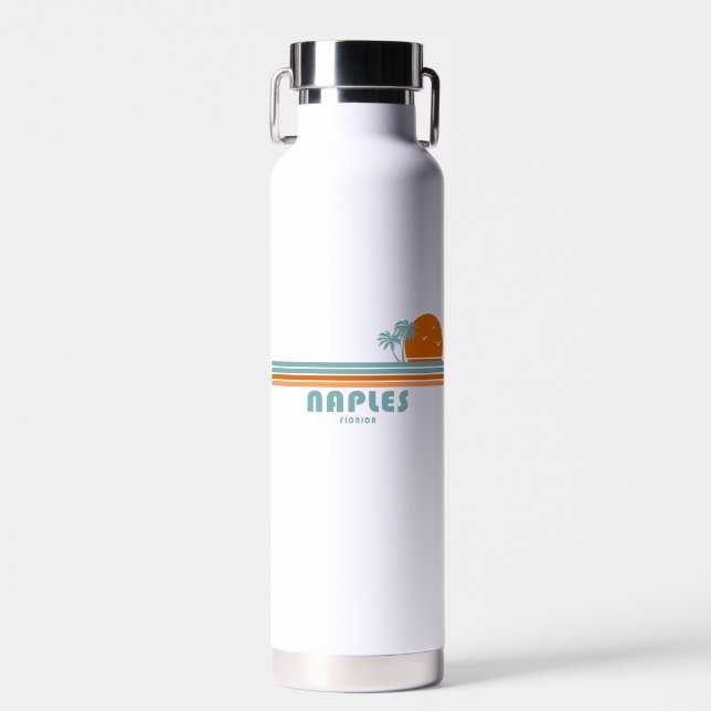 Naples Florida Sun Palm Trees Water Bottle (Front)